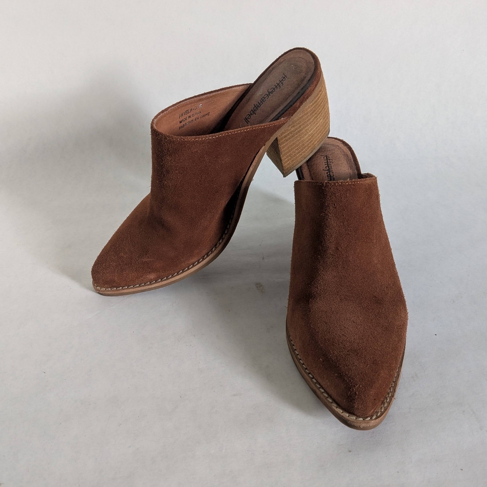 Jeffrey Campbell Favela Suede Leather Mules Size 9 Rust Terracotta Brown